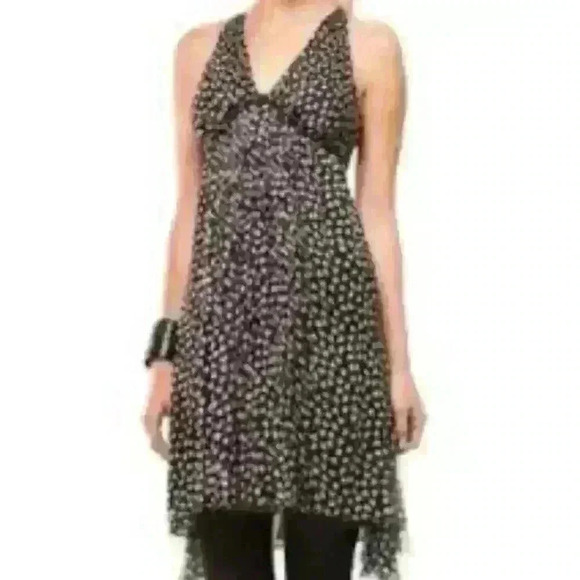 Leon max limited edition 100% silk Cocktail Chiffon dress size 4 Black White y2k - Picture 1 of 7